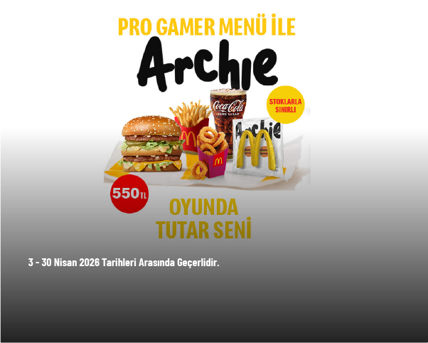 McDonald's Archie Kampanyası - Pro Gamer Menü Archie ile Birlikte Sadece 550 TL McDonald's Archie Kampanyası - Pro Gamer Menü Archie ile Birlikte Sadece 550 TL