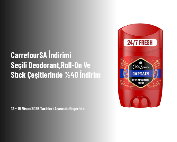 CarrefourSA İndirimi - Seçili Deodorant,Roll-On ve Stıck Çeşitlerinde %40 İndirim