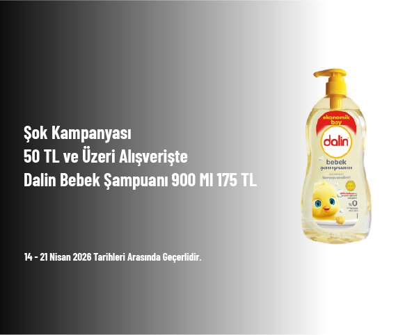 Şok Kampanyası - 50 TL ve Üzeri Alışverişte Dalin Bebek Şampuanı 900 Ml 175 TL