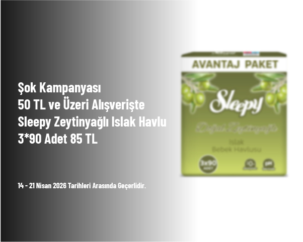Şok Kampanyası - 50 TL ve Üzeri Alışverişte Sleepy Zeytinyağlı Islak Havlu 3*90 Adet 85 TL