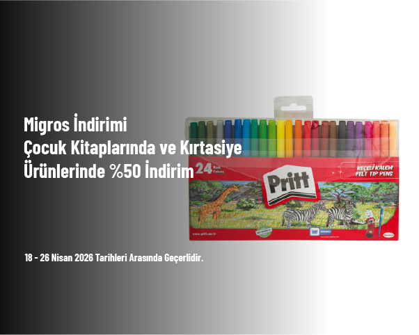 Migros İndirimi - Çocuk Kitaplarında ve Kırtasiye Ürünlerinde %50 İndirim
