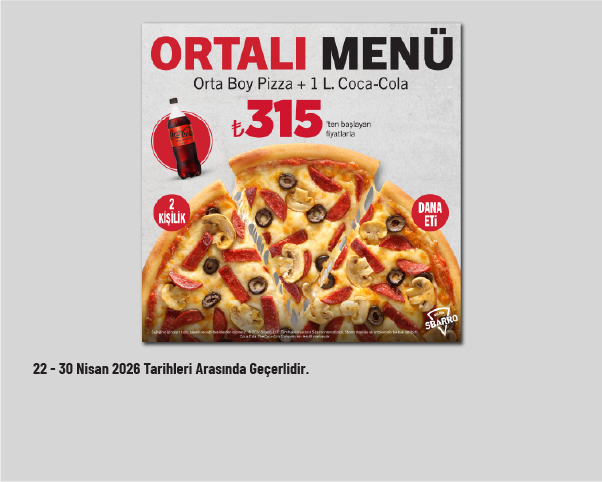 Sbarro İndirimi - 2 Kişilik Ortalı Menü Sadece 315 TL