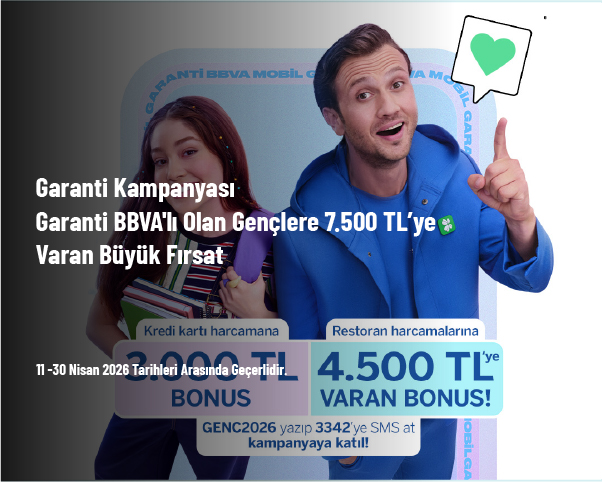 Garanti Kampanyası - Garanti BBVA'lı Olan Gençlere 7.500 TL’ye Varan Büyük Fırsat