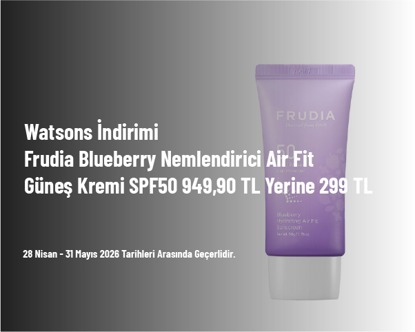 Watsons İndirimi - Frudia Blueberry Nemlendirici Air Fit Güneş Kremi SPF50 949,90 TL Yerine 299 TL