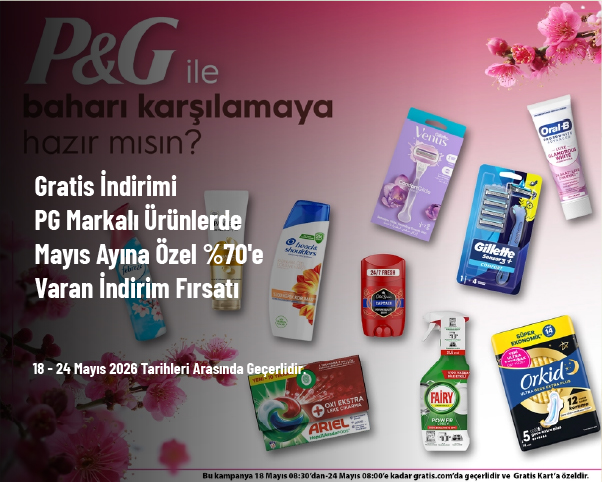 Gratis İndirimi - PG Markalı Ürünlerde Mayıs Ayına Özel %70'e Varan İndirim Fırsatı Gratis İndirimi - PG Markalı Ürünlerde Mayıs Ayına Özel %70'e Varan İndirim Fırsatı