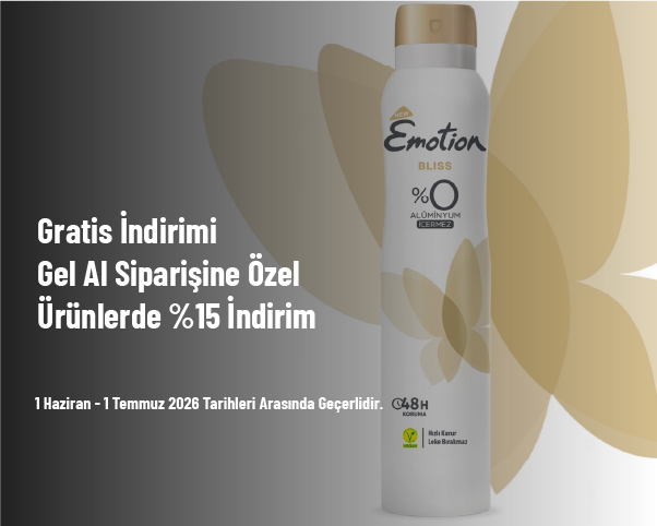 Gratis İndirimi - Gel Al Siparişine Özel Ürünlerde %15 İndirim