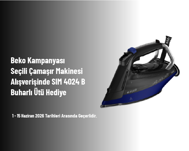 Beko Kampanyası - Seçili Çamaşır Makinesi Alışverişinde SIM 4024 B Buharlı Ütü Hediye Beko Kampanyası - Seçili Çamaşır Makinesi Alışverişinde SIM 4024 B Buharlı Ütü Hediye