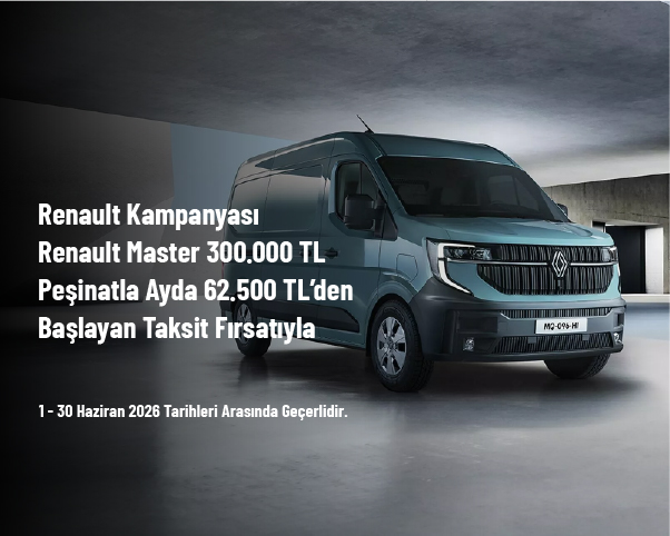 Renault Kampanyası - Renault Master 300.000 TL Peşinatla Ayda 62.500 TL’den Başlayan Taksit Fırsatıyla Renault Kampanyası - Renault Master 300.000 TL Peşinatla Ayda 62.500 TL’den Başlayan Taksit Fırsatıyla