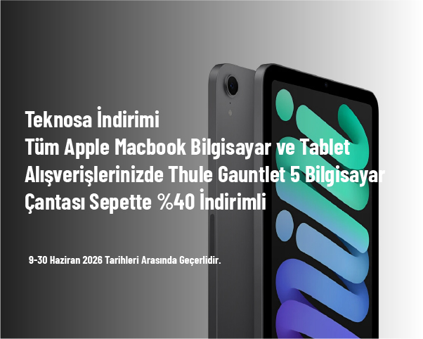 Teknosa İndirimi - Tüm Apple Macbook Bilgisayar ve Tablet Alışverişlerinizde Thule Gauntlet 5 Bilgisayar Çantası Sepette %40 İndirimli Teknosa İndirimi - Tüm Apple Macbook Bilgisayar ve Tablet Alışverişlerinizde Thule Gauntlet 5 Bilgisayar Çantası Sepette %40 İndirimli