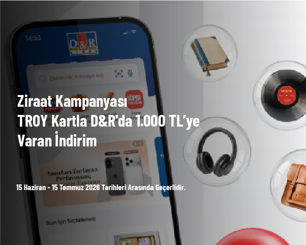 Ziraat Kampanyası - TROY Kartla D&R'da 1.000 TL’ye Varan İndirim