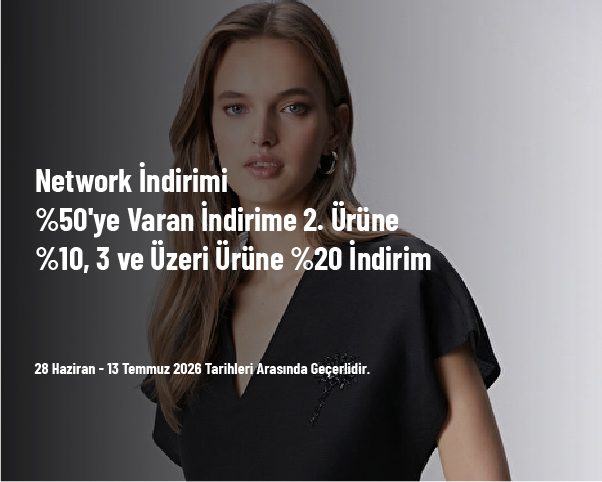 Network İndirimi - %50'ye Varan İndirime 2. Ürüne %10, 3 ve Üzeri Ürüne %20 İndirim Network İndirimi - %50'ye Varan İndirime 2. Ürüne %10, 3 ve Üzeri Ürüne %20 İndirim