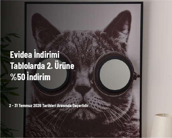 Evidea İndirimi - Tablolarda 2. Ürüne %50 İndirim