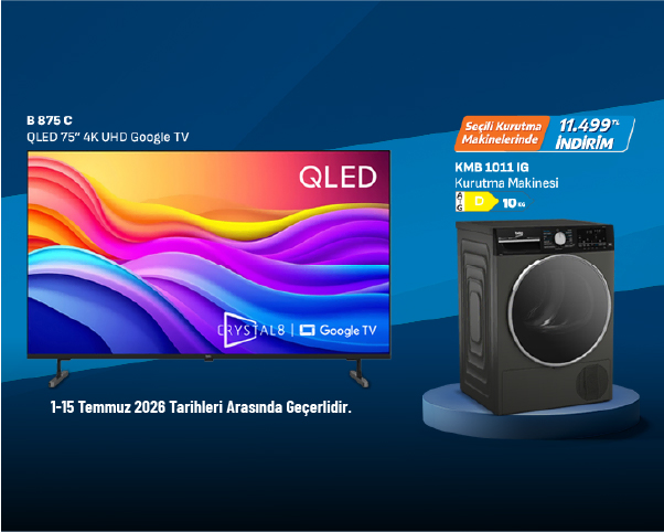 Beko Kampanyası - Beko'dan Televizyon Alışverişinde Seçili Kurutma Makinelerinde 11.499 TL İndirim Fırsatı Beko Kampanyası - Beko'dan Televizyon Alışverişinde Seçili Kurutma Makinelerinde 11.499 TL İndirim Fırsatı