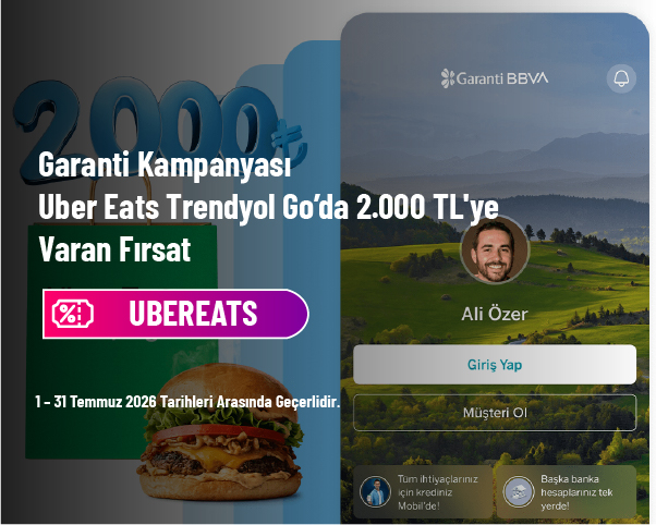 Garanti Kampanyası - Uber Eats Trendyol Go'da 2.000 TL'ye Varan Fırsat