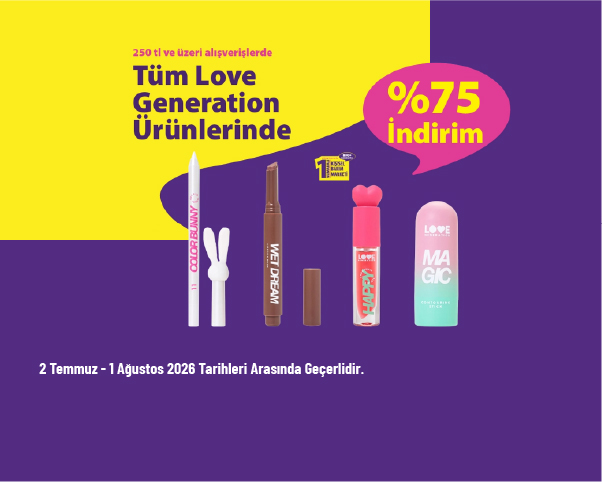Gratis İndirimi - Tüm Love Generation Ürünlerinde %75 İndirim Gratis İndirimi - Tüm Love Generation Ürünlerinde %75 İndirim