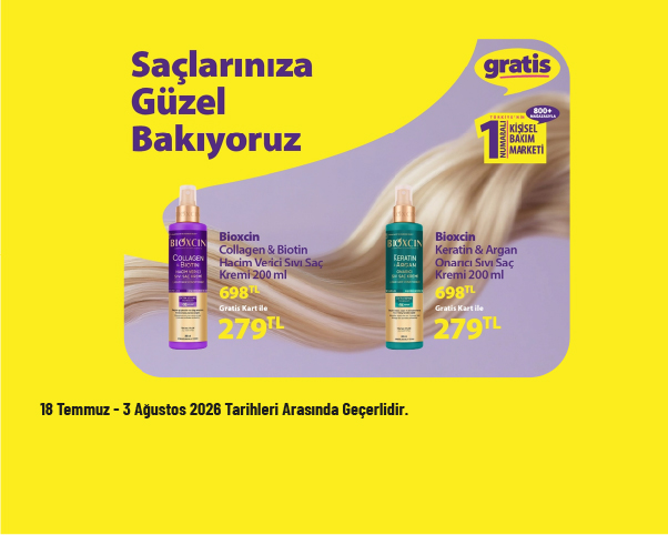 Gratis İndirimi - Bioxcin Saç Ürünleri Gratis Kart ile Sadece 279 TL Gratis İndirimi - Bioxcin Saç Ürünleri Gratis Kart ile Sadece 279 TL
