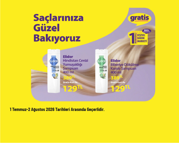 Gratis İndirimi - Elidor Şampuan Çeşitleri Gratis Kart ile Sadece 129 TL Gratis İndirimi - Elidor Şampuan Çeşitleri Gratis Kart ile Sadece 129 TL