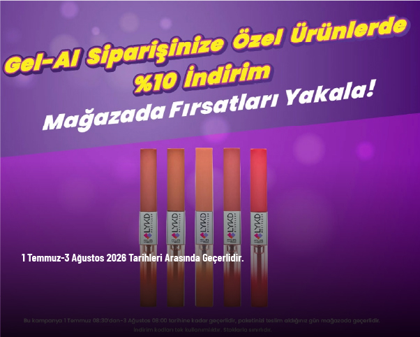 Gratis İndirimi - Gel-Al Siparişinize Özel LYKS Ürünlerde %10 İndirim Gratis İndirimi - Gel-Al Siparişinize Özel LYKS Ürünlerde %10 İndirim
