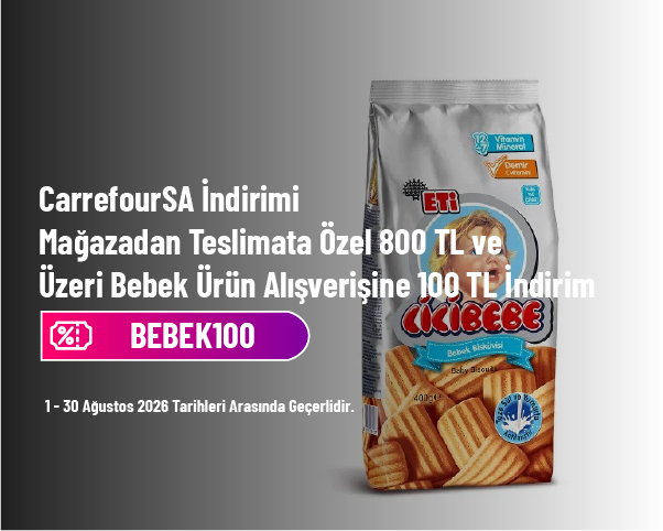 CarrefourSA İndirimi - Mağazadan Teslimata Özel 800 TL ve Üzeri Bebek Ürün Alışverişine 100 TL İndirim CarrefourSA İndirimi - Mağazadan Teslimata Özel 800 TL ve Üzeri Bebek Ürün Alışverişine 100 TL İndirim