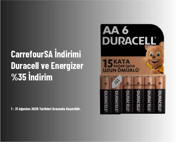 CarrefourSA İndirimi - Duracell ve Energizer %35 İndirim CarrefourSA İndirimi - Duracell ve Energizer %35 İndirim