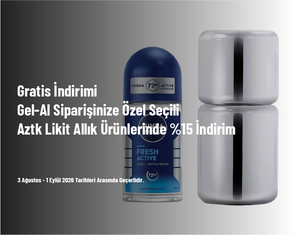 Gratis İndirimi - Gel-Al Siparişinize Özel Seçili Aztk Likit Allık Ürünlerinde %15 İndirim Gratis İndirimi - Gel-Al Siparişinize Özel Seçili Aztk Likit Allık Ürünlerinde %15 İndirim