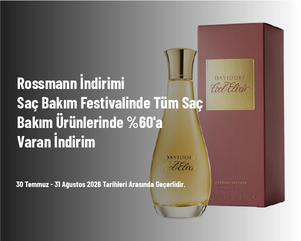 Rossmann İndirimi - Saç Bakım Festivalinde Tüm Saç Bakım Ürünlerinde %60'a Varan İndirim Rossmann İndirimi - Saç Bakım Festivalinde Tüm Saç Bakım Ürünlerinde %60'a Varan İndirim