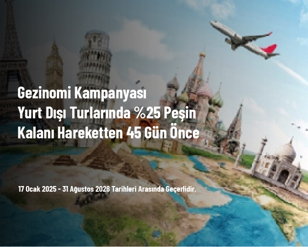 Gezinomi İndirimi - Yurt Dışı Turlarında Havale ile Ödemeye %5 İndirim