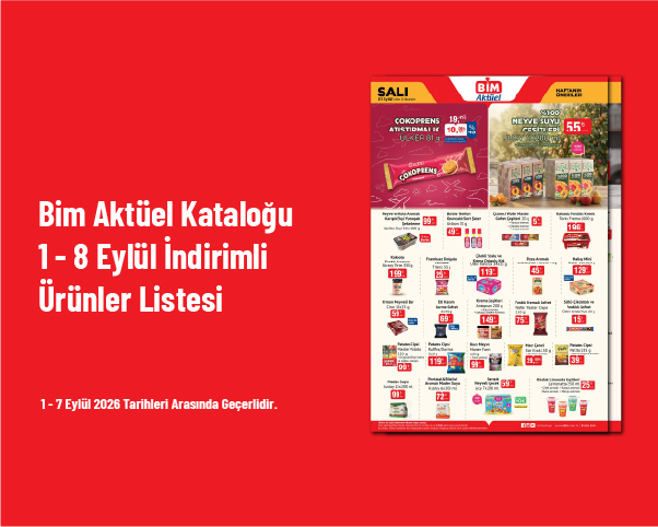 Bim Aktüel Kataloğu - 1 - 8 Eylül İndirimli Ürünler Listesi