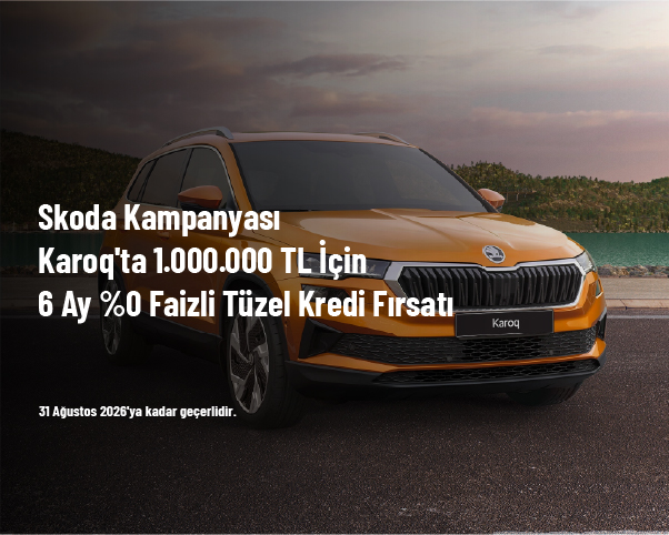 Skoda Kampanyası - Karoq'ta 1.000.000 TL İçin 6 Ay %0 Faizli Tüzel Kredi Fırsatı Skoda Kampanyası - Karoq'ta 1.000.000 TL İçin 6 Ay %0 Faizli Tüzel Kredi Fırsatı