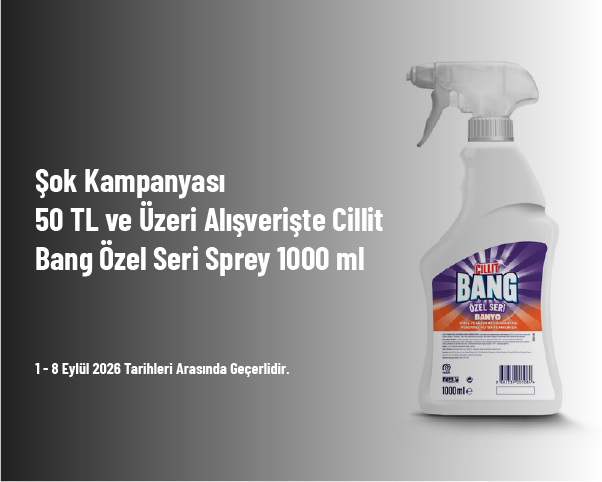Şok Kampanyası - 50 TL ve Üzeri Alışverişte Cillit Bang Özel Seri Sprey 1000 ml Banyo/Mutfak Şok Kampanyası - 50 TL ve Üzeri Alışverişte Cillit Bang Özel Seri Sprey 1000 ml Banyo/Mutfak