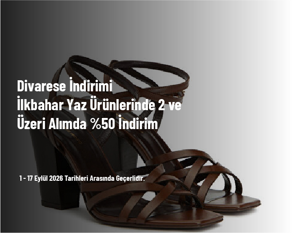 Divarese İndirimi - İlkbahar Yaz Ürünlerinde 2 ve Üzeri Alımda %50 İndirim Divarese İndirimi - İlkbahar Yaz Ürünlerinde 2 ve Üzeri Alımda %50 İndirim