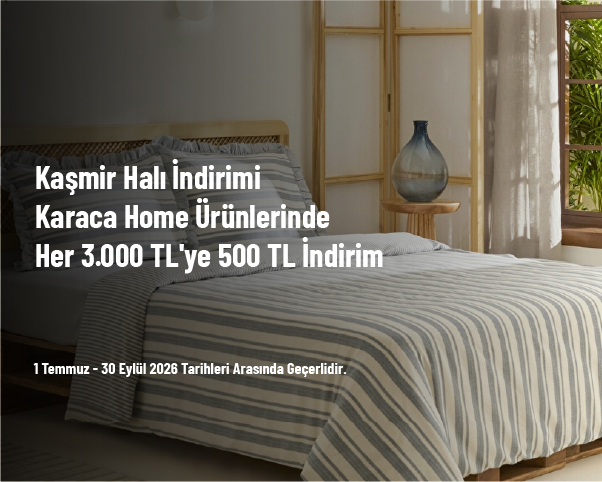 Kaşmir Halı İndirimi - Karaca Home Ürünlerinde Her 3.000 TL'ye 500 TL İndirim Kaşmir Halı İndirimi - Karaca Home Ürünlerinde Her 3.000 TL'ye 500 TL İndirim