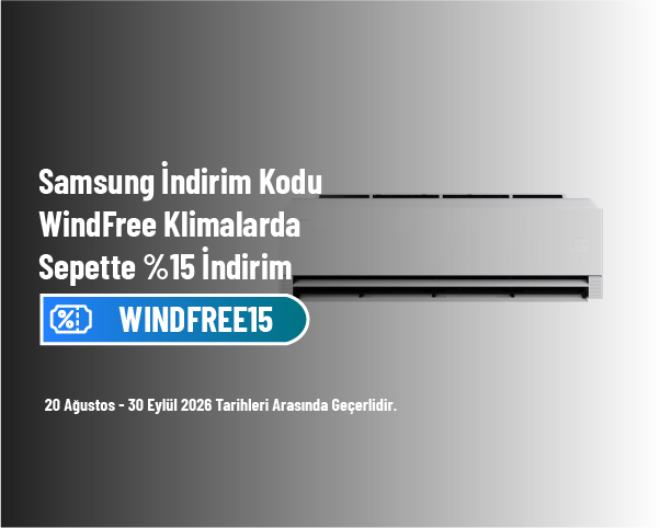 Samsung İndirim Kodu - WindFree Klimalarda Sepette %15 İndirim Samsung İndirim Kodu - WindFree Klimalarda Sepette %15 İndirim