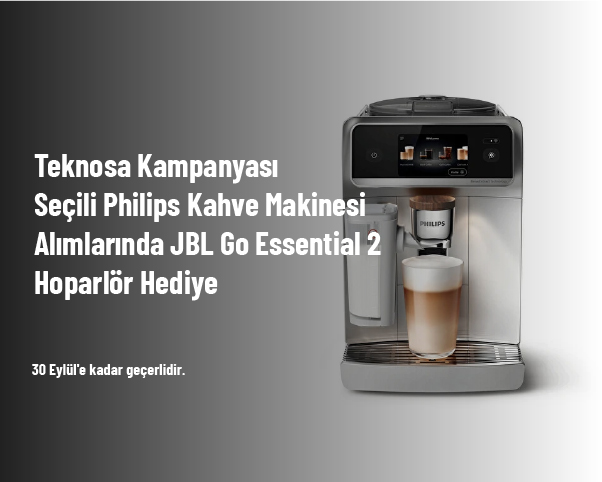 Teknosa Kampanyası - Seçili Philips Kahve Makinesi Alımlarında JBL Go Essential 2 Hoparlör Hediye Teknosa Kampanyası - Seçili Philips Kahve Makinesi Alımlarında JBL Go Essential 2 Hoparlör Hediye