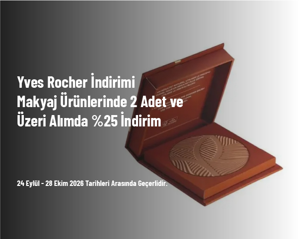 Yves Rocher İndirimi - Makyaj Ürünlerinde 2 Adet ve Üzeri Alımda %25 İndirim Yves Rocher İndirimi - Makyaj Ürünlerinde 2 Adet ve Üzeri Alımda %25 İndirim