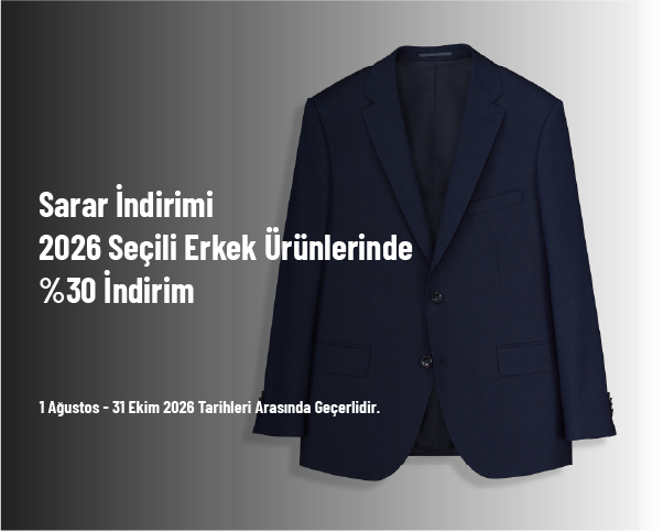 Sarar İndirimi - 2026 Seçili Erkek Ürünlerinde %30 İndirim
