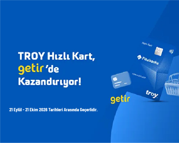 Fibabanka Kampanyası - TROY Hızlı Kart ile Getir'de 1.000 TL'ye Varan İndirim