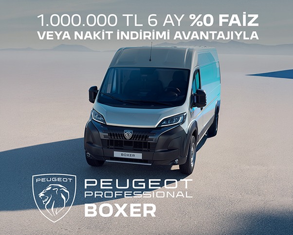 Peugeot Boxer Van'da 1.000.000 TL 6 Ay %0 Faiz veya Nakit İndirim Fırsatı Peugeot Boxer Van'da 1.000.000 TL 6 Ay %0 Faiz veya Nakit İndirim Fırsatı