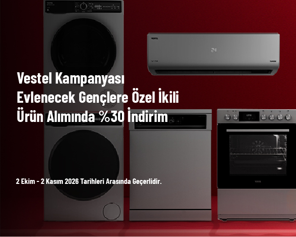 Vestel Kampanyası - Evlenecek Gençlere Özel İkili Ürün Alımında %30 İndirim Vestel Kampanyası - Evlenecek Gençlere Özel İkili Ürün Alımında %30 İndirim