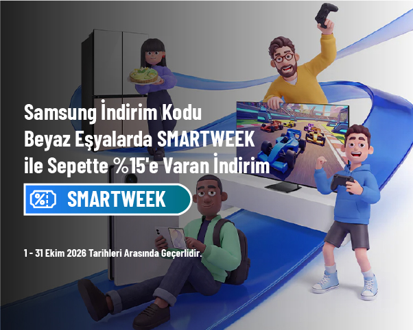 Samsung İndirim Kodu - Beyaz Eşyalarda SMARTWEEK ile Sepette %15'e Varan İndirim Samsung İndirim Kodu - Beyaz Eşyalarda SMARTWEEK ile Sepette %15'e Varan İndirim