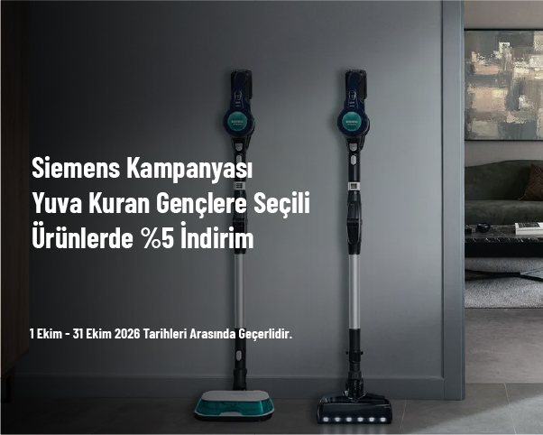 Siemens Kampanyası - Yuva Kuran Gençlere Seçili Ürünlerde %5 İndirim Siemens Kampanyası - Yuva Kuran Gençlere Seçili Ürünlerde %5 İndirim