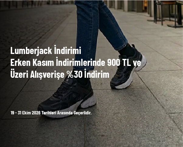 Lumberjack İndirimi - Erken Kasım İndirimlerinde 900 TL ve Üzeri Alışverişe %30 İndirim Lumberjack İndirimi - Erken Kasım İndirimlerinde 900 TL ve Üzeri Alışverişe %30 İndirim