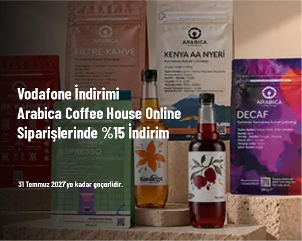 Vodafone İndirimi - Arabica Coffee House Online Siparişlerinde %15 İndirim