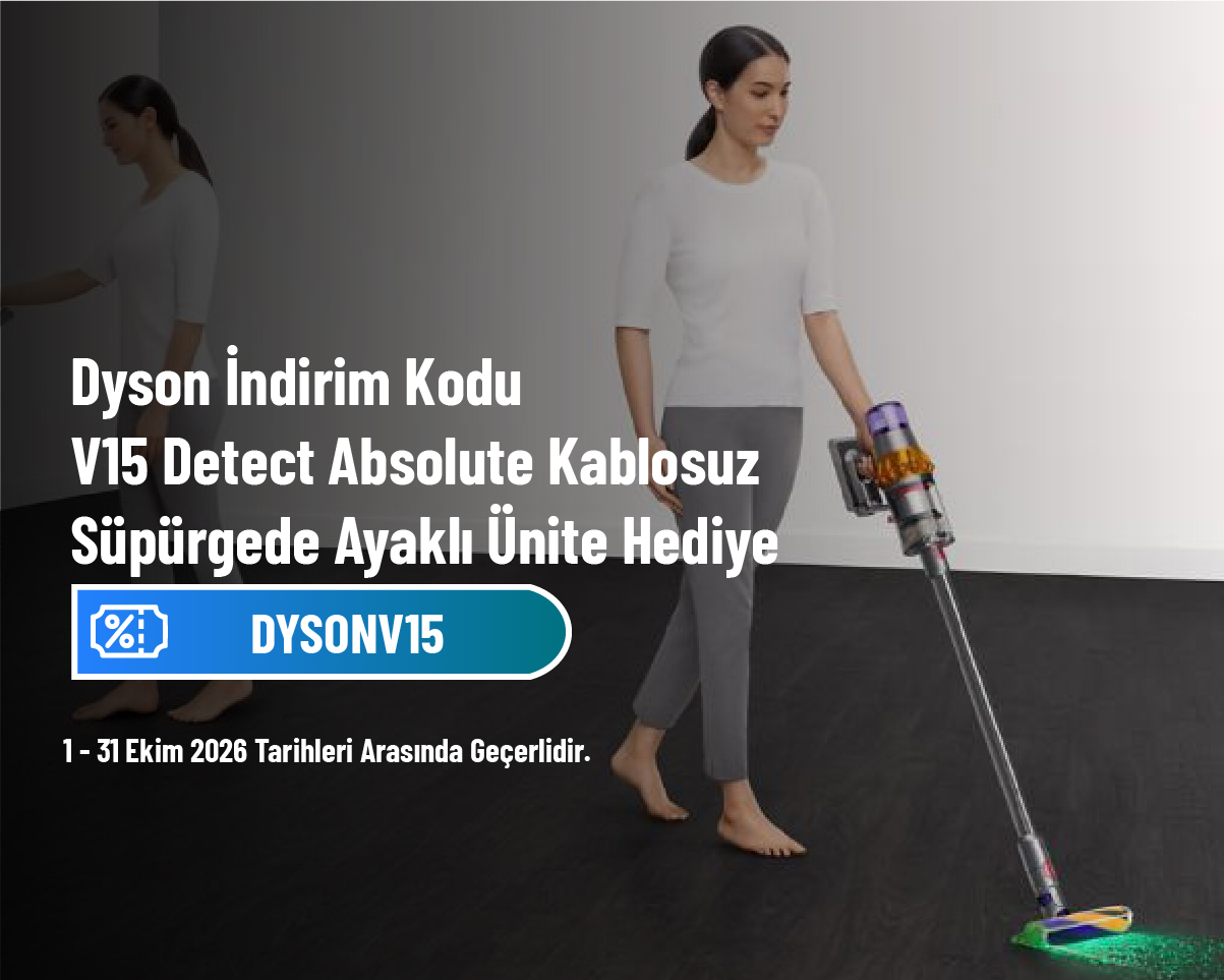 Dyson İndirim Kodu - V15 Detect Absolute Kablosuz Süpürgede Ayaklı Ünite Hediye